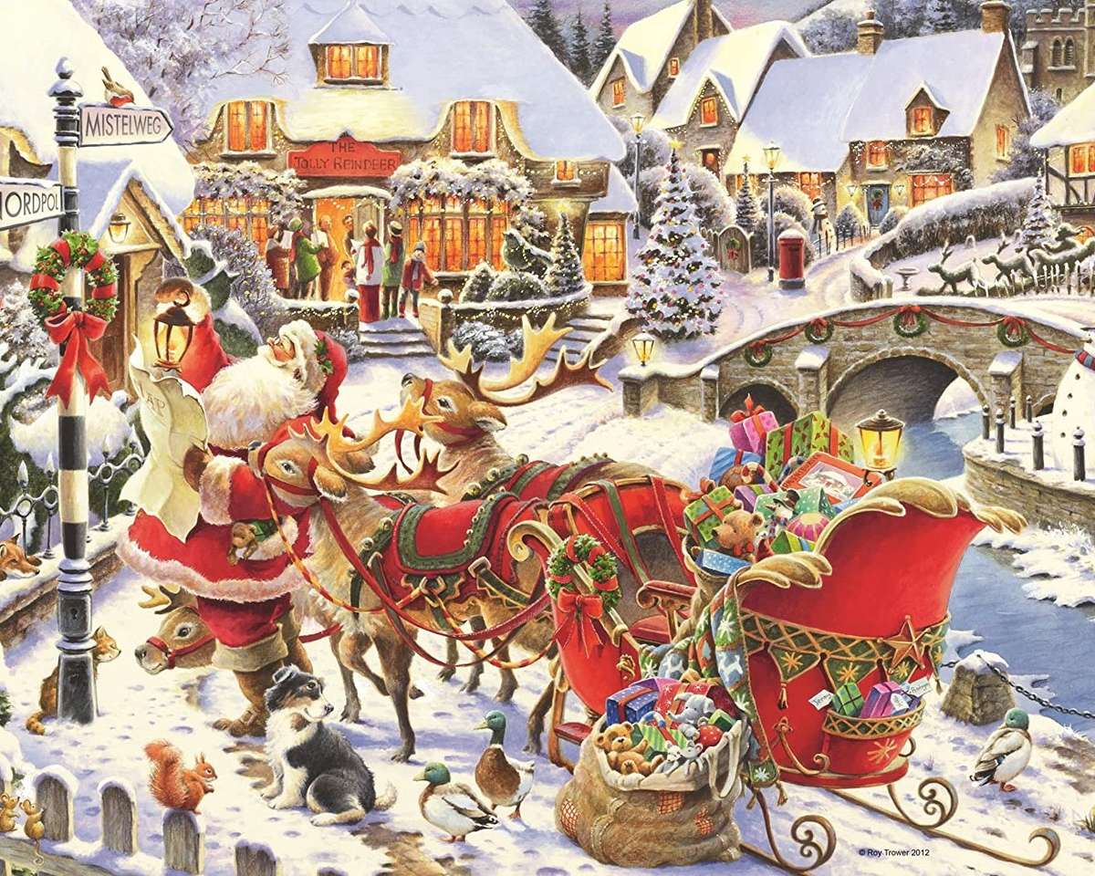 Weihnachtsmann mit Rentier Online-Puzzle