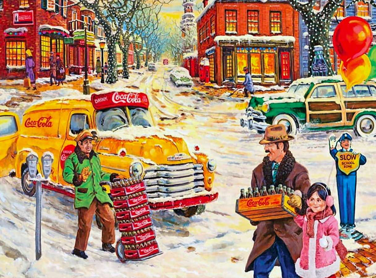 Hoewel de harde winter Coca Cola aankomt legpuzzel online