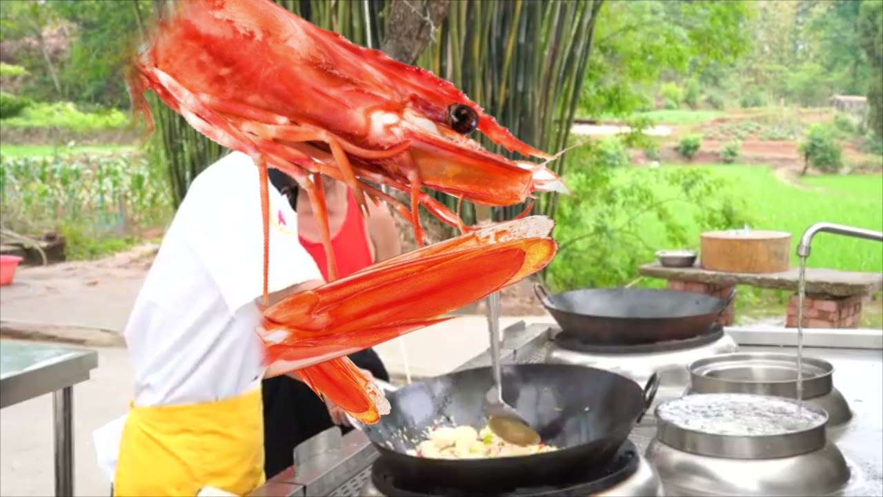 Arroz frito con camarones rompecabezas en línea