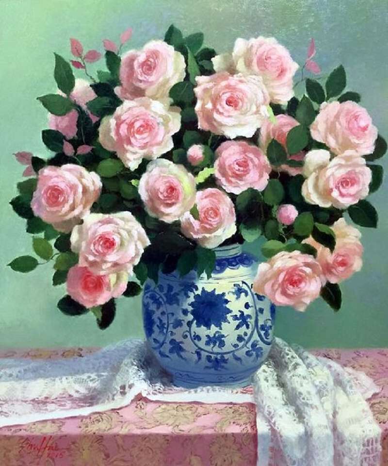 Delicaat gekleurde rozen legpuzzel online