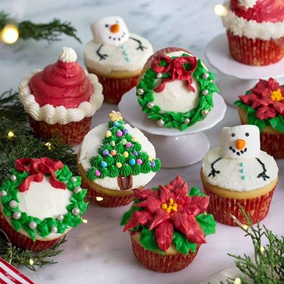 Kerstcupcakes met glazuur legpuzzel online