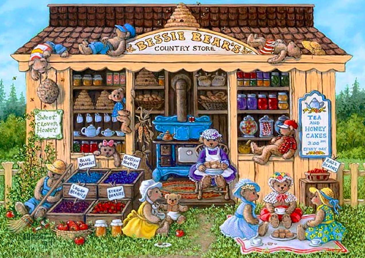 Blick in den Laden der Teddybärfamilie Puzzlespiel online