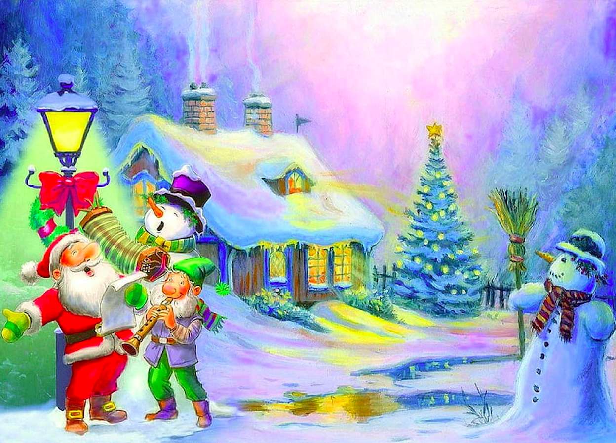 Singing Santa Claus, Snowman and Leprechaun :) jigsaw puzzle online