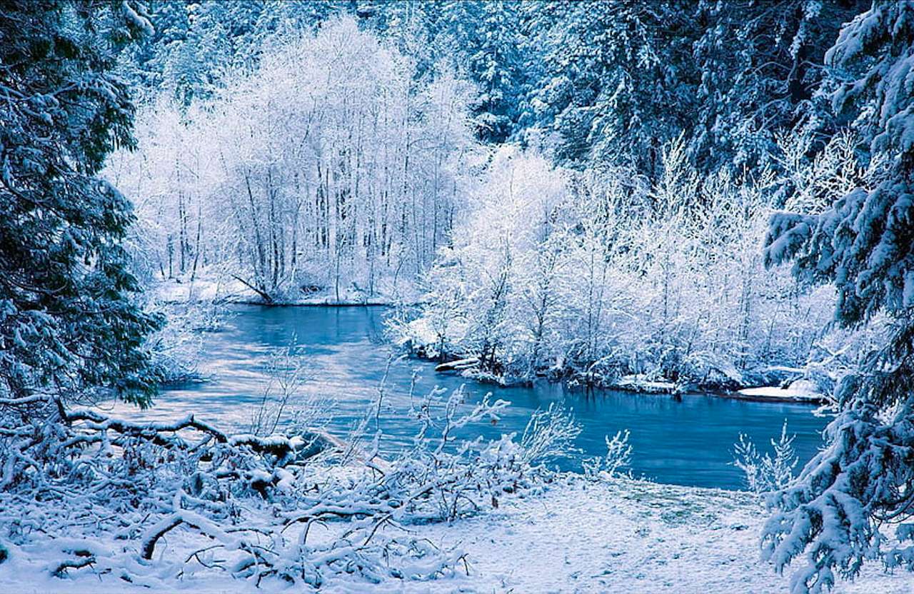 Vinterns vackra skönhet, vilken utsikt :) Pussel online
