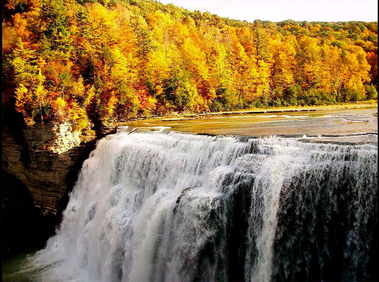 Estado de Nueva York-Parque Letchworth-La belleza de una cascada rompecabezas en línea