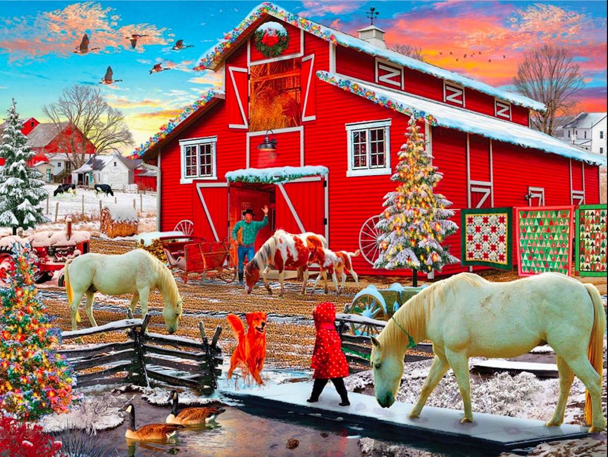 Weihnachtsstimmung auf dem Bauernhof Puzzlespiel online