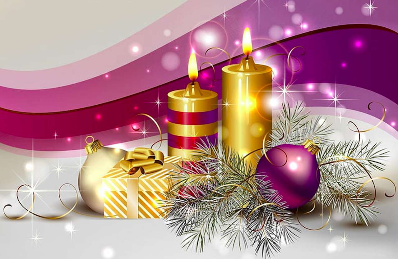 Fialová vánoční inspirace, roztomilá online puzzle
