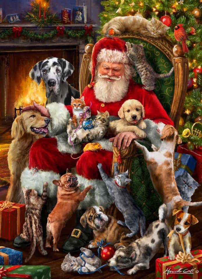 Babbo Natale e animali domestici puzzle online