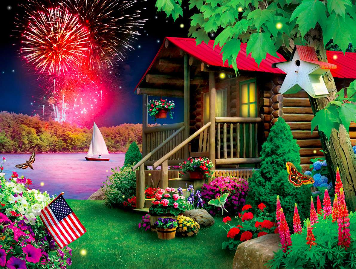 Celebration with fireworks in summer jigsaw puzzle online