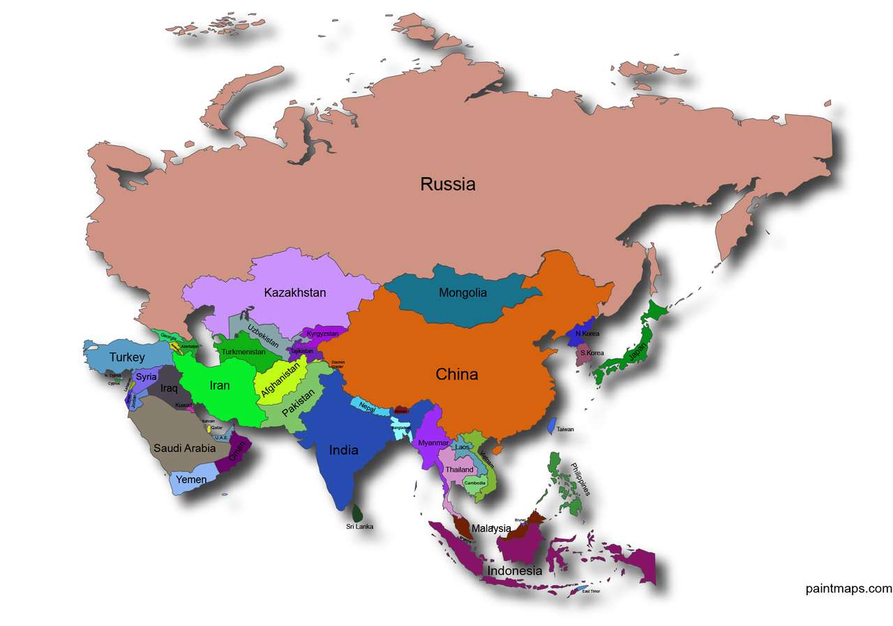 Mapa Asie skládačky online