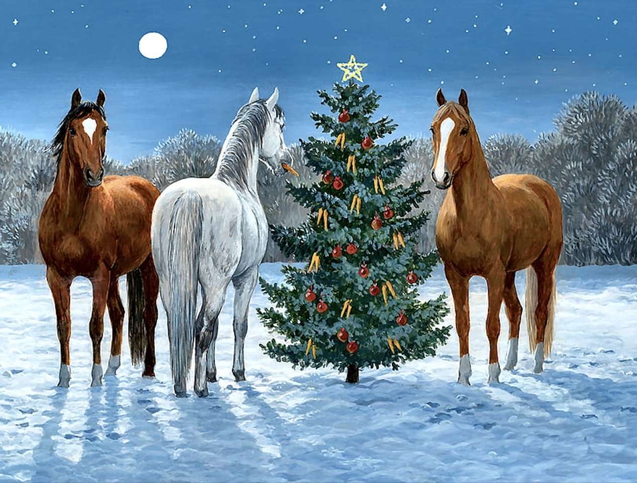 Extra Weihnachtsbaum für Tiere, eine schöne Geste der Erinnerung Online-Puzzle