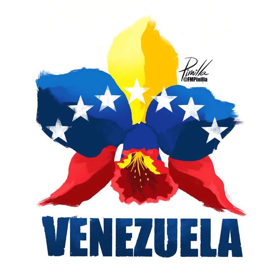 Orquídea con la bandera de Venezuela rompecabezas en línea
