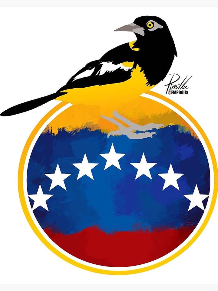 Turpial vermengd met de vlag van Venezuela online puzzel