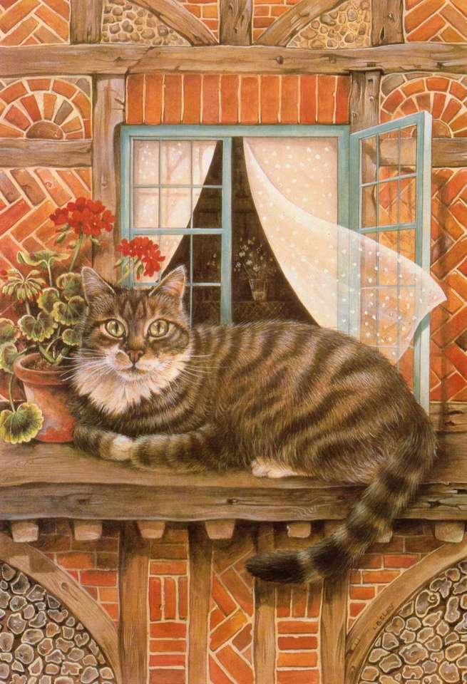 Um gato na janela puzzle online