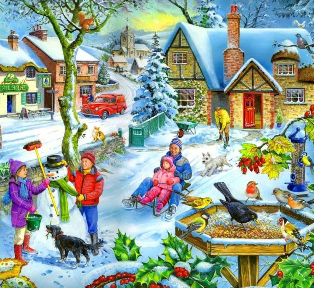Karácsony reggel, mennyi öröm és móka online puzzle
