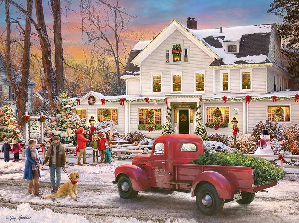 Pom de Crăciun pe o mașină roșie jigsaw puzzle online