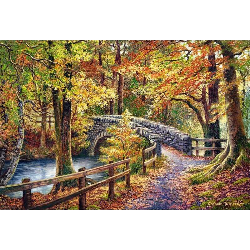 river with a bridge in the forest jigsaw puzzle online