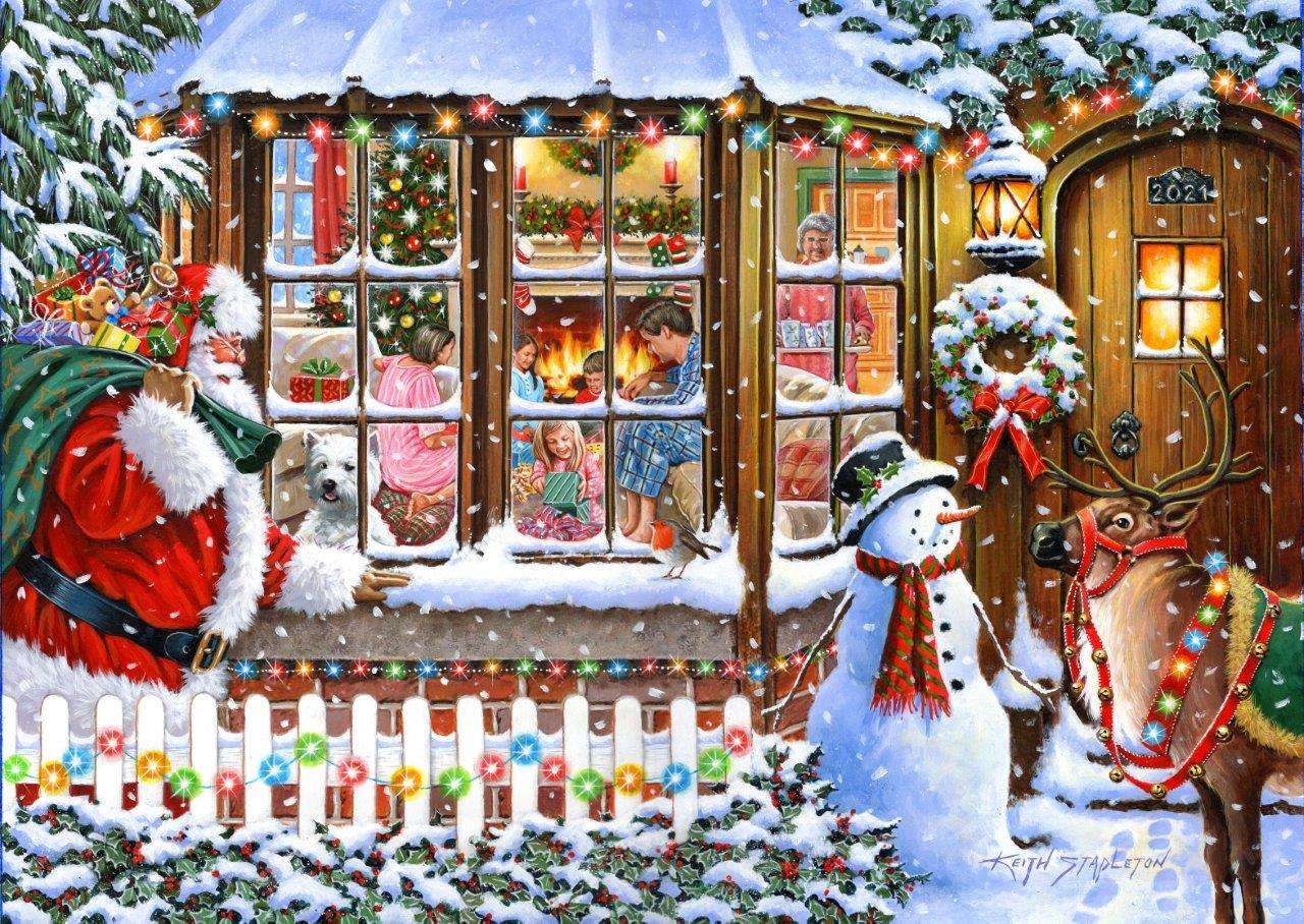 Vizita lui Moș Crăciun de Crăciun puzzle online