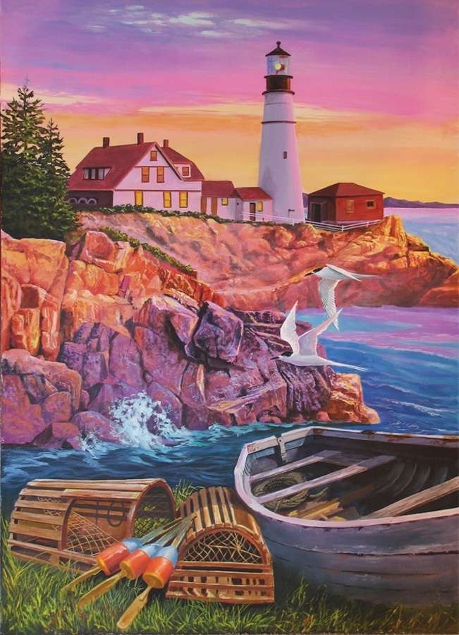 Lighthouse at sunset online puzzle