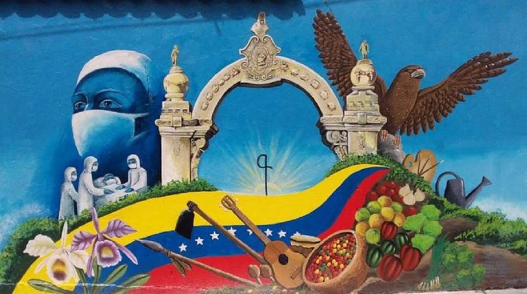 Nástěnná malba s vlajkou Venezuely online puzzle
