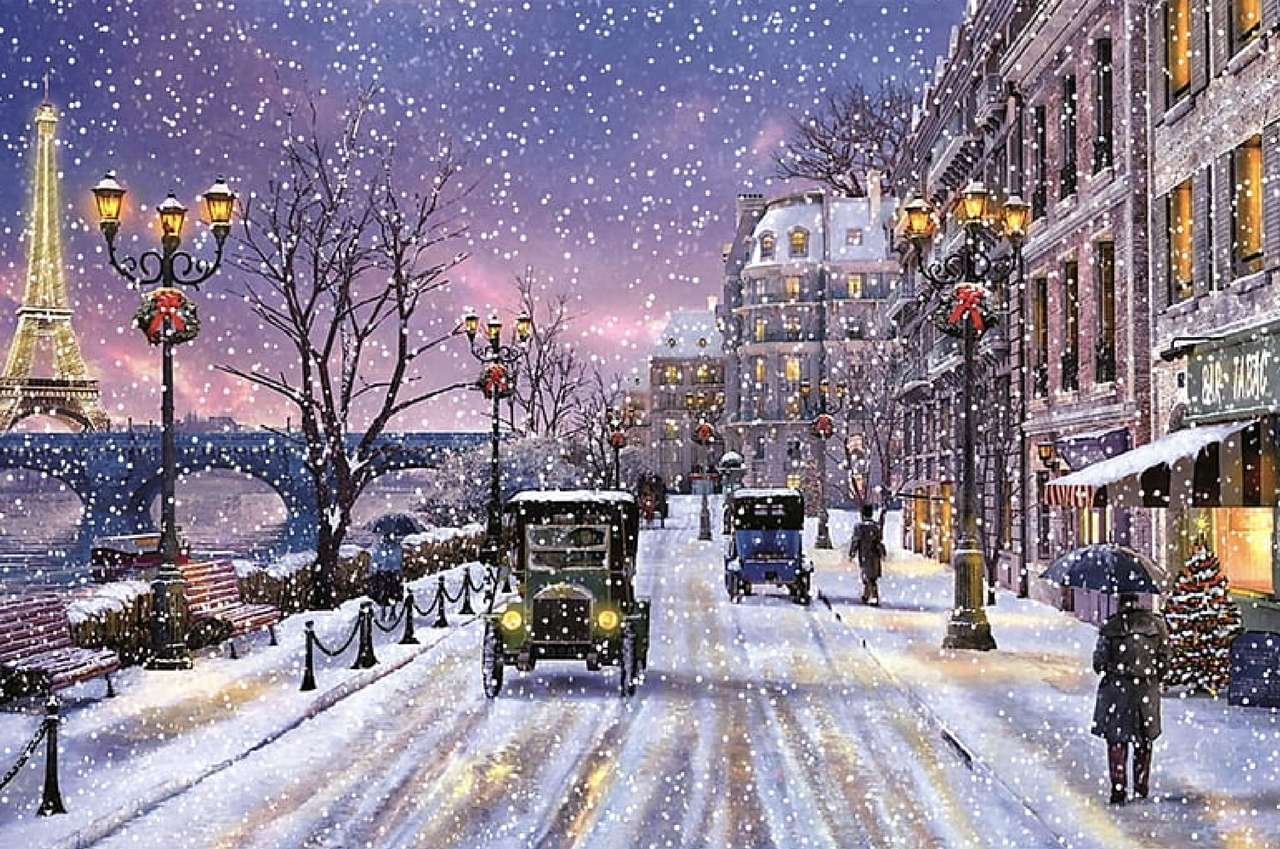 Gyönyörű havas nap Párizsban, micsoda látvány online puzzle