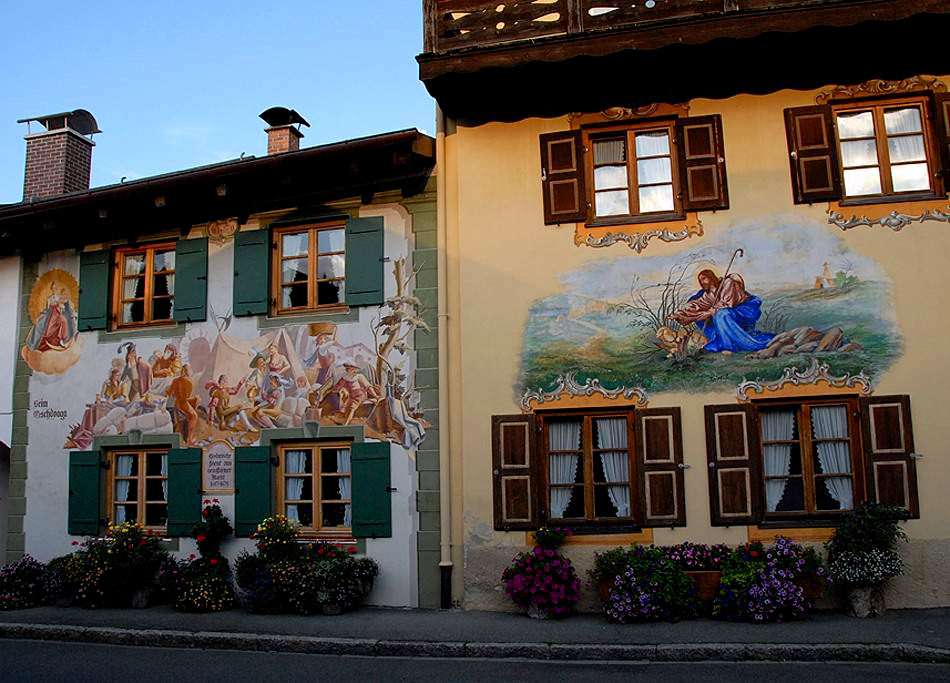 Боядисана къща в Австрия онлайн пъзел
