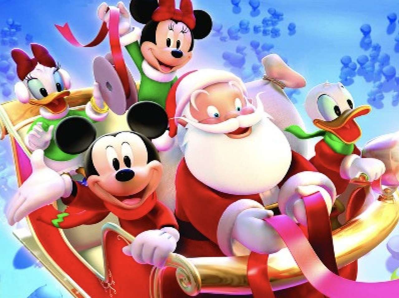 Papai Noel com os felizes favoritos da Disney puzzle online