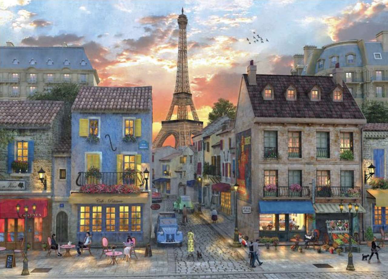 Париж, романтични настроения вечер онлайн пъзел