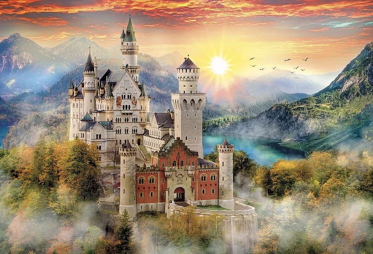 Germania-Baviera-Bellissimo castello di Neuschwanstein puzzle online