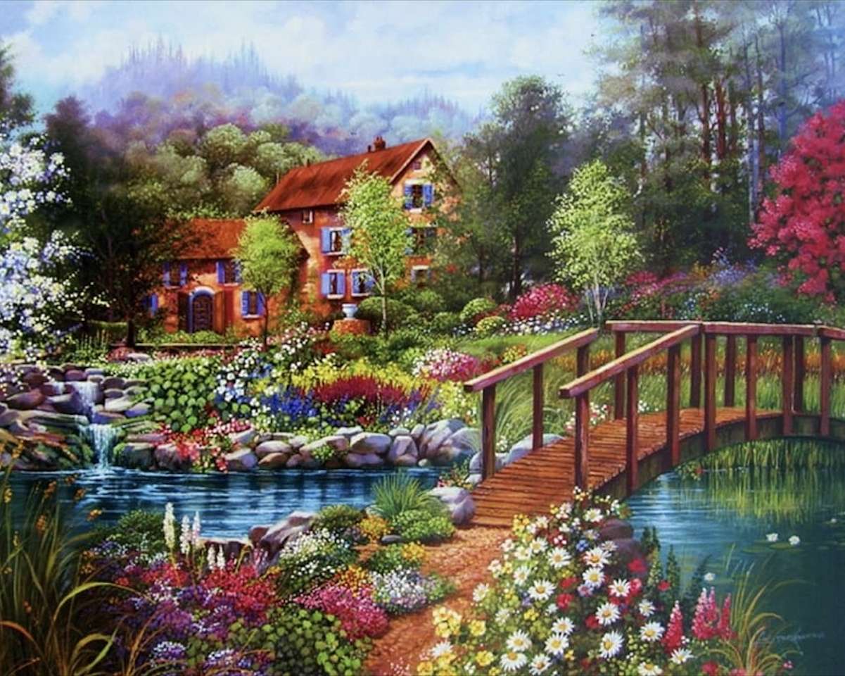 Tal casa, tal jardim eu gostaria de ter :) quebra-cabeças online
