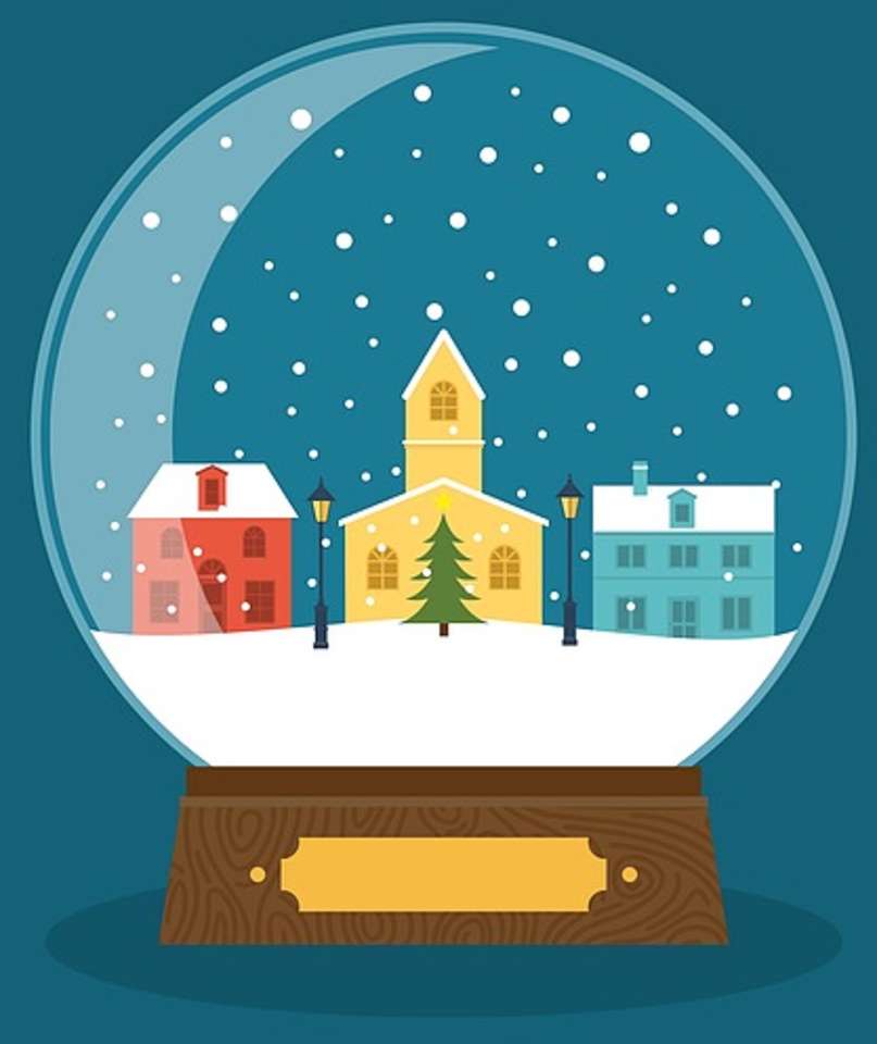 Boule à neige d'hiver avec une ville puzzle en ligne