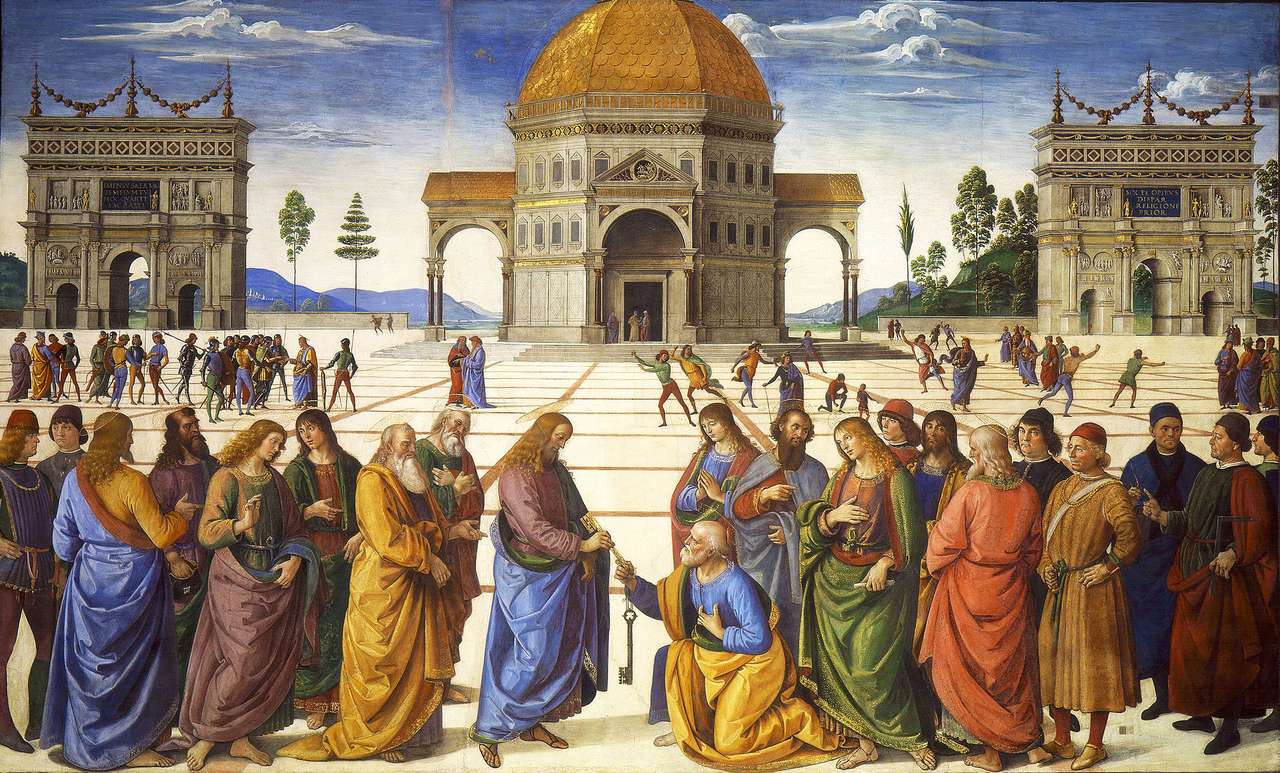 Leverans av nycklarna till San Pietro (Perugino) pussel på nätet