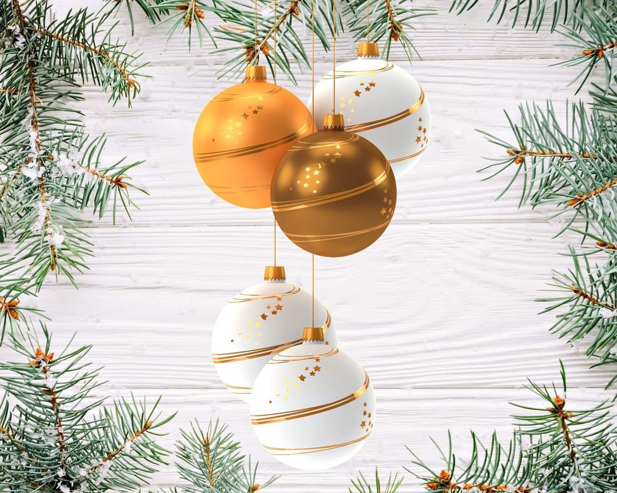Christmas card with baubles online puzzle
