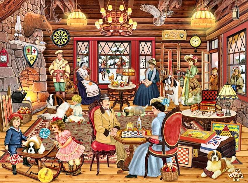 Викторианско семейно събиране, прекрасна гледка онлайн пъзел