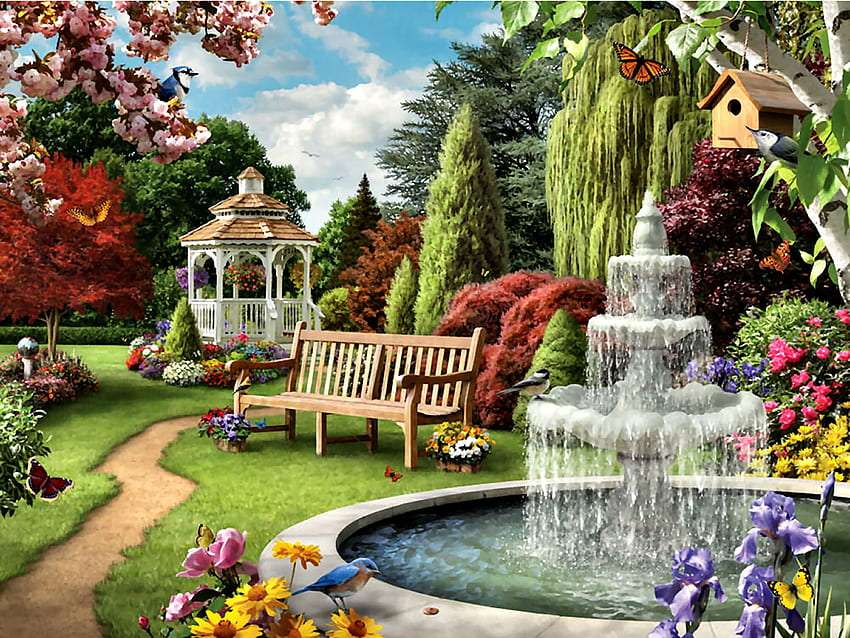 夢の庭、素晴らしい風景 オンラインパズル