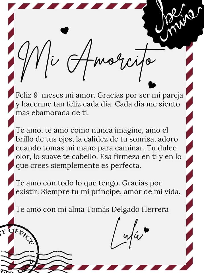 Mensaje para mi amorcito rompecabezas en línea