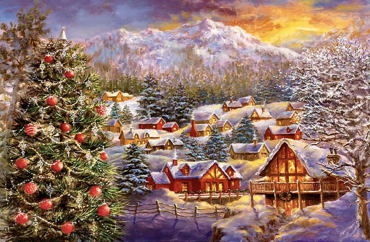 Gyönyörű téli táj a karácsonyi időszakban kirakós online