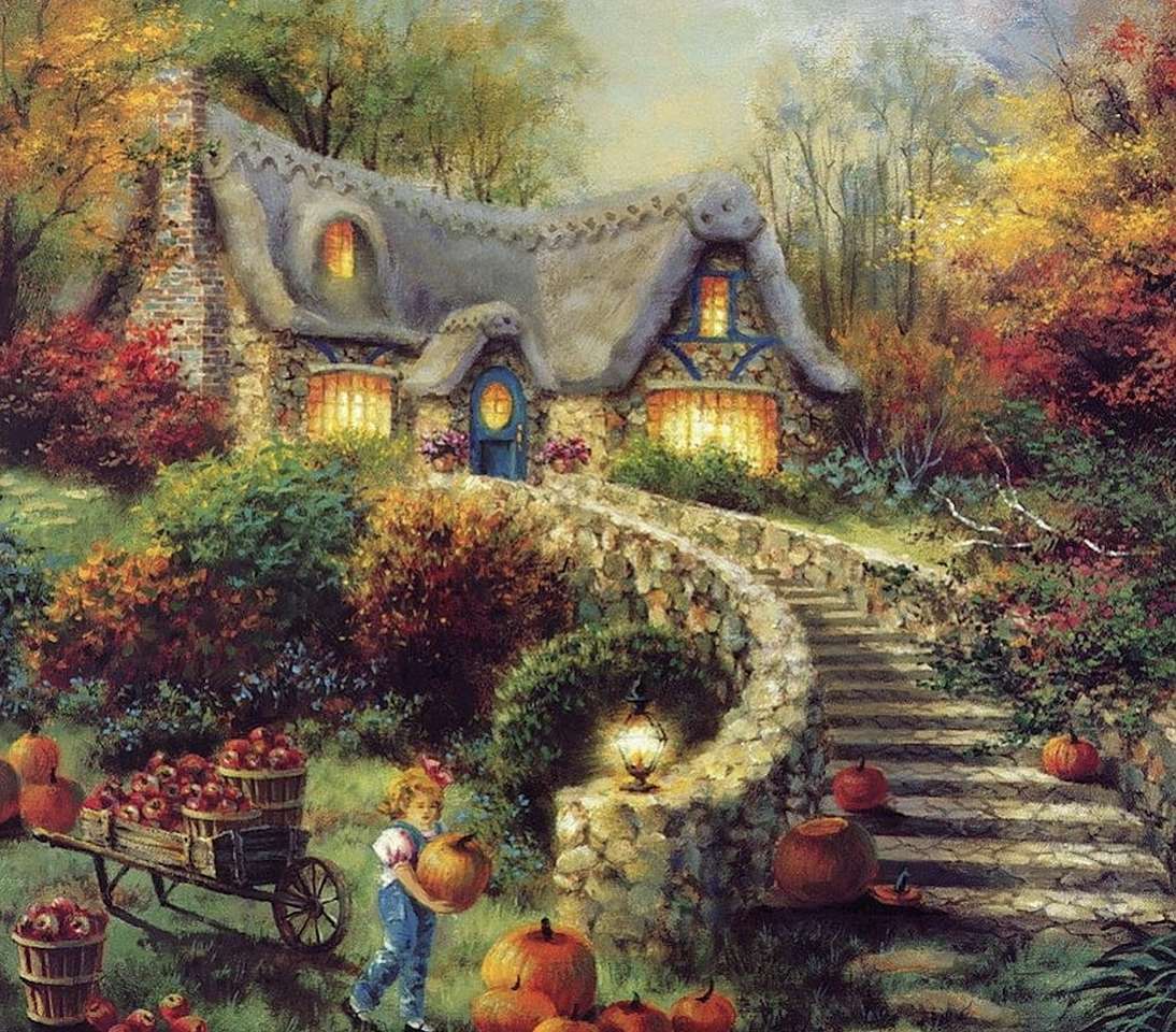塗装された家と秋の収穫:) オンラインパズル