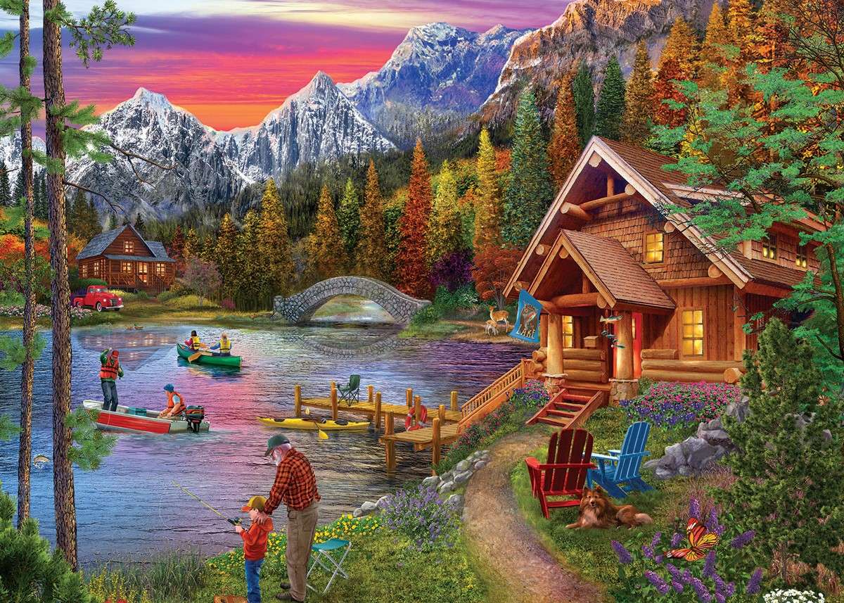 Stay by the lake in the mountains jigsaw puzzle online