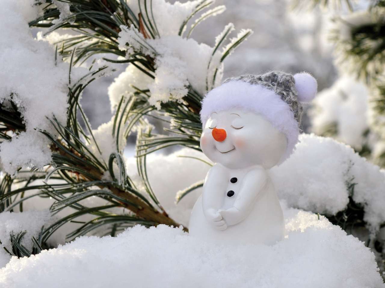 Lief, klein sneeuwpopje, schattig :) legpuzzel online