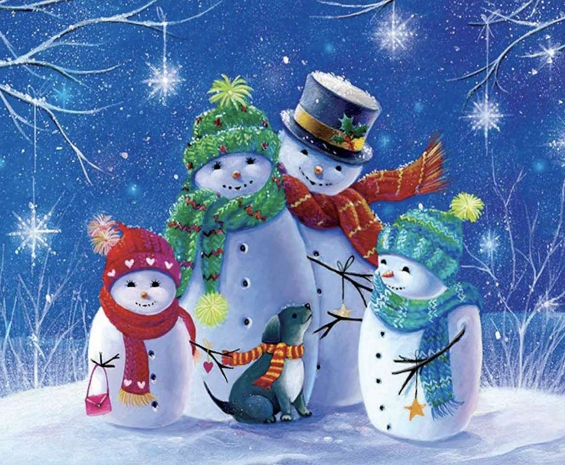Gelukkige sneeuwmanfamilie online puzzel