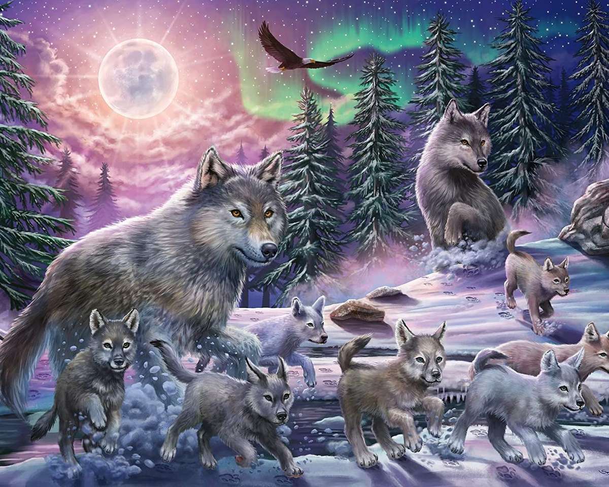 Famille de loups puzzle en ligne