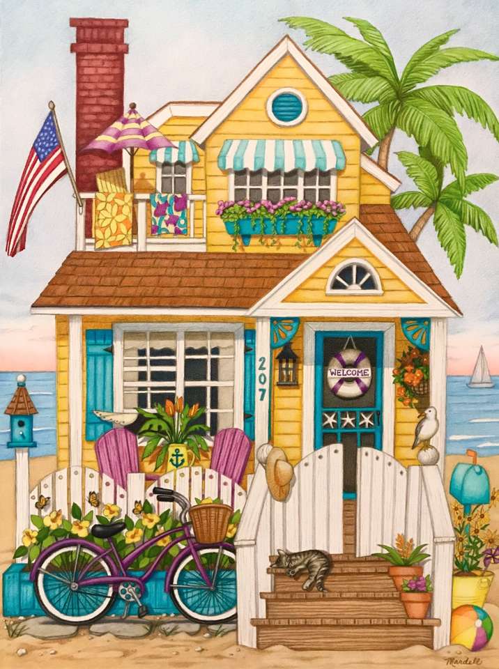 Een klein huisje aan het strand online puzzel