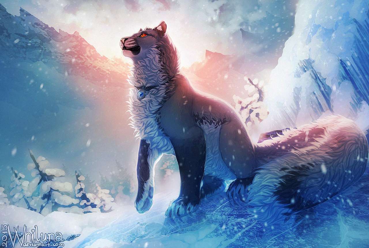 Un puma in un paesaggio invernale puzzle online