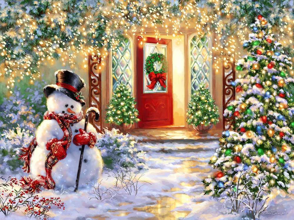The entrance to the house is festively decorated jigsaw puzzle online