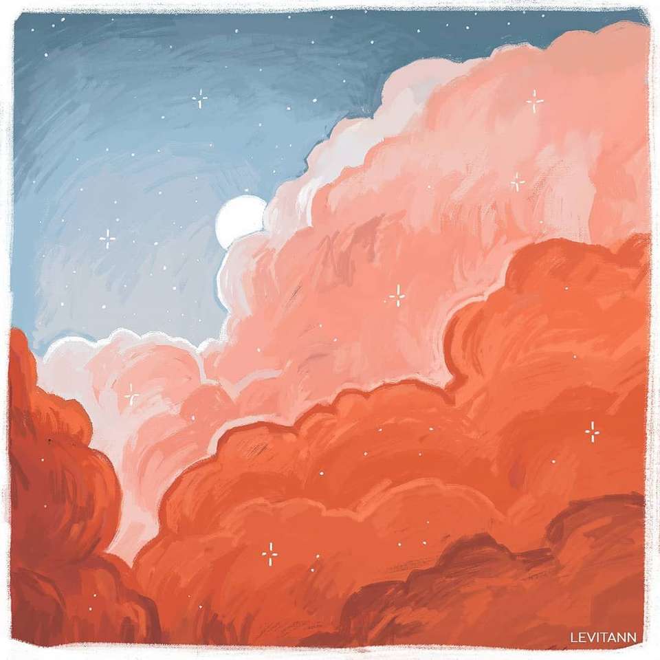 Nacht mit Wolken und Mond Puzzlespiel online