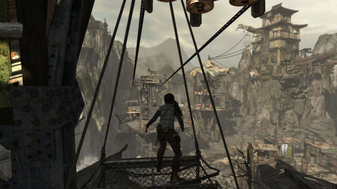 Lara Croft într-o plimbare cu telecabina jigsaw puzzle online