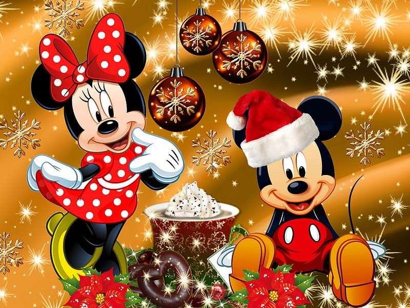 Mickey y Mini Mouse para Navidad rompecabezas en línea