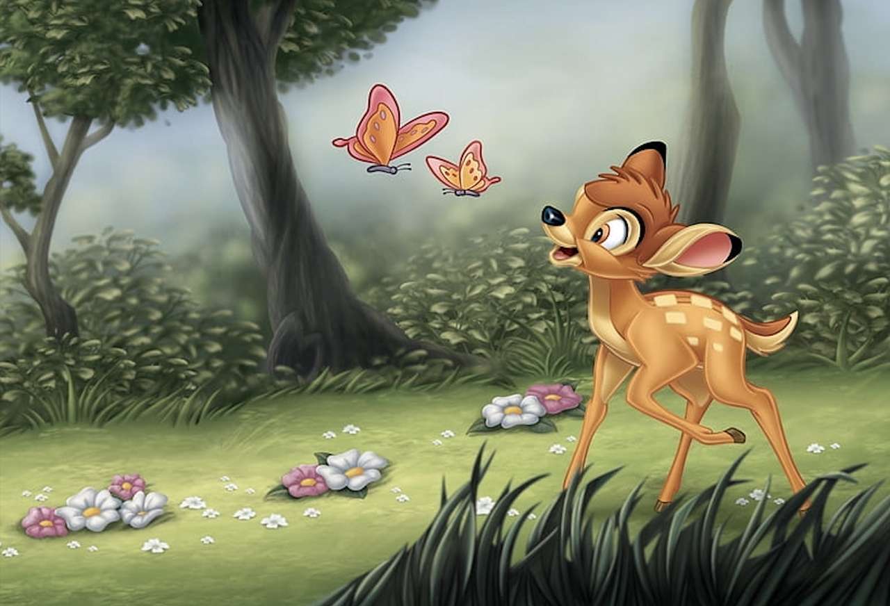 Härlig Bambi med fjärilar :) pussel på nätet