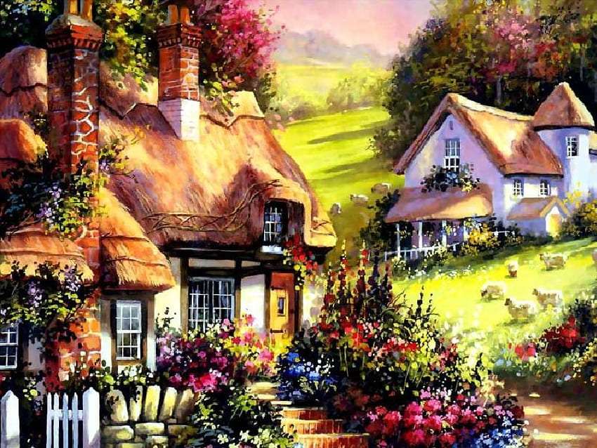 La bellezza di un villaggio inglese, un luogo delizioso puzzle online
